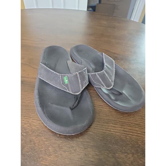 Sanuk Flip Flops Sandls Mens Size 12 Black Beer Cozy Thong Slip On Yoga CL 0810 - Picture 2 of 16